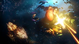A Scout dwarf blasts Glyphid aliens in promotional art for Deep Rock Galactic: Survivor.