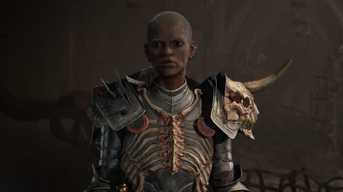 Diablo 4 image showing a Necromancer in the character creator screen.