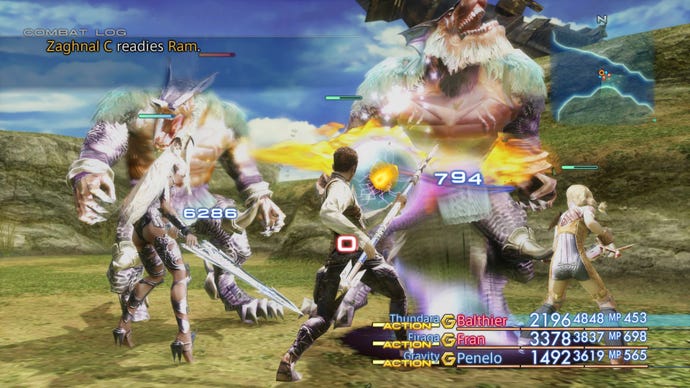 A group of humans fight fantastical monsters in Final Fantasy XII