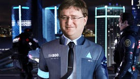 Connor from Detroit Become Human with the face of Gabe Newell