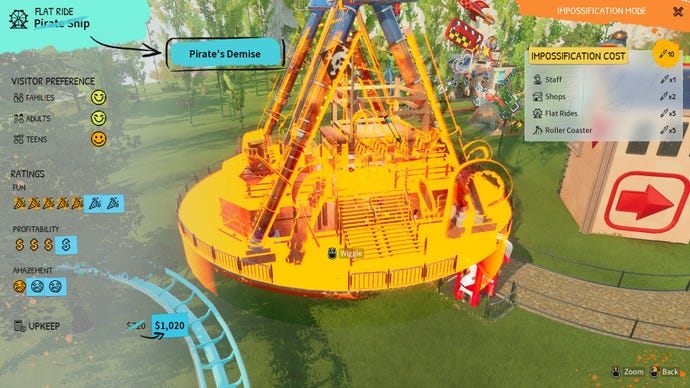 A pirate ship ride mid-impossification in Park Beyond