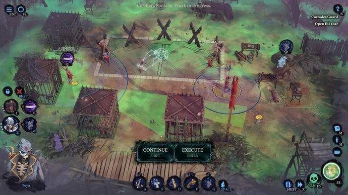 The player pauses the action and queues up attacks in Shadow Gambit: The Cursed Crew