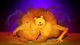 Winnie The Pooh mutated into a meaty horror with extra arms and eyes in Winnie's Hole artwork.